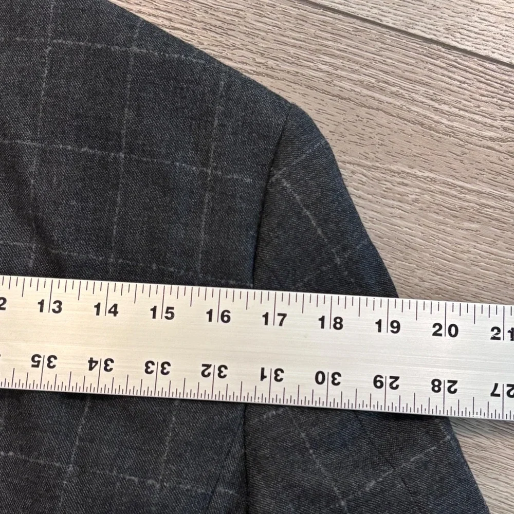 J.Crew Thompson Blazer Mens 36R Grey Windowpane Wool Blend Sport Coat AB947